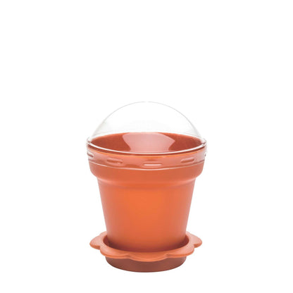 Mini Serve 6 oz Terracotta Plastic Mini Flower Pot Cup - with Lid - 3" x 3" x 3" - 100 count box