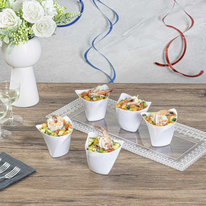 Mini Serve 4 oz White Plastic Mini Crescendo Cup - 3" x 3" x 2 3/4" - 100 count box