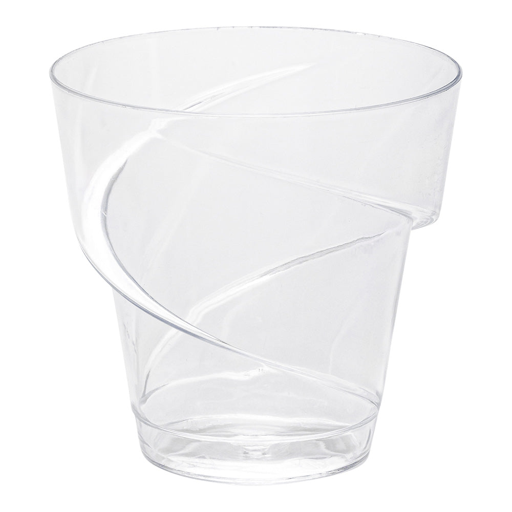 Mini Serve 5 oz Round Clear Plastic Mini Flourish Cup - 2 3/4" x 2 3/4" x 2 3/4" - 100 count box