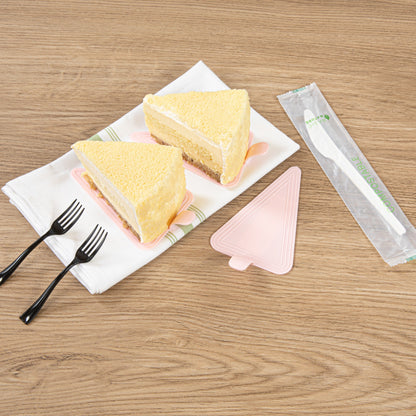 Pastry Tek Triangle Pink Plastic Cake Server - 4 1/2" x 3" - 100 count box