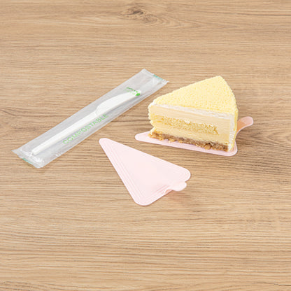 Pastry Tek Triangle Pink Plastic Cake Server - 4 1/2" x 3" - 100 count box