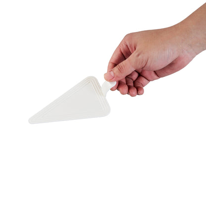 Pastry Tek Triangle White Plastic Cake Server - 4 1/2" x 3" - 100 count box