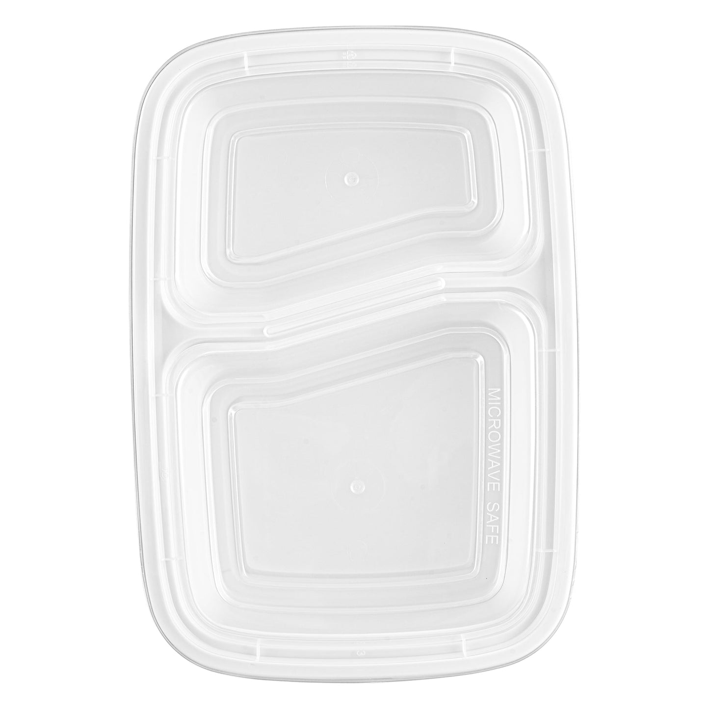 Asporto 32 oz White Plastic 2 Compartment Food Container - with Clear Lid, Microwavable - 8 3/4" x 6" x 2" - 100 count box