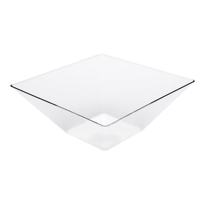 Maxi Serve 56 oz Clear Plastic Modern Small Catering Serving Bowl - 8 1/2" x 8 1/2" x 3 1/2" - 25 count box