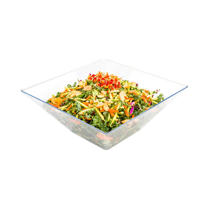 Maxi Serve 56 oz Clear Plastic Modern Small Catering Serving Bowl - 8 1/2" x 8 1/2" x 3 1/2" - 25 count box