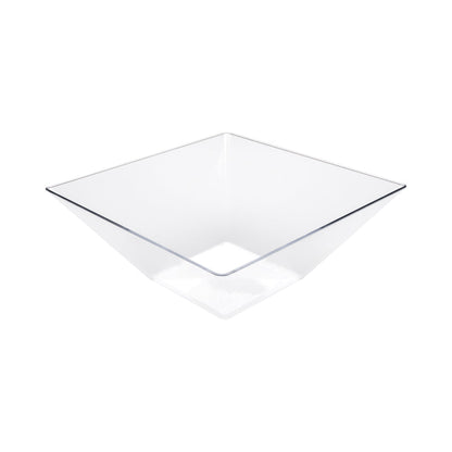 Maxi Serve 90 oz Clear Plastic Modern Medium Catering Serving Bowl - 9 3/4" x 9 3/4" x 4" - 25 count box