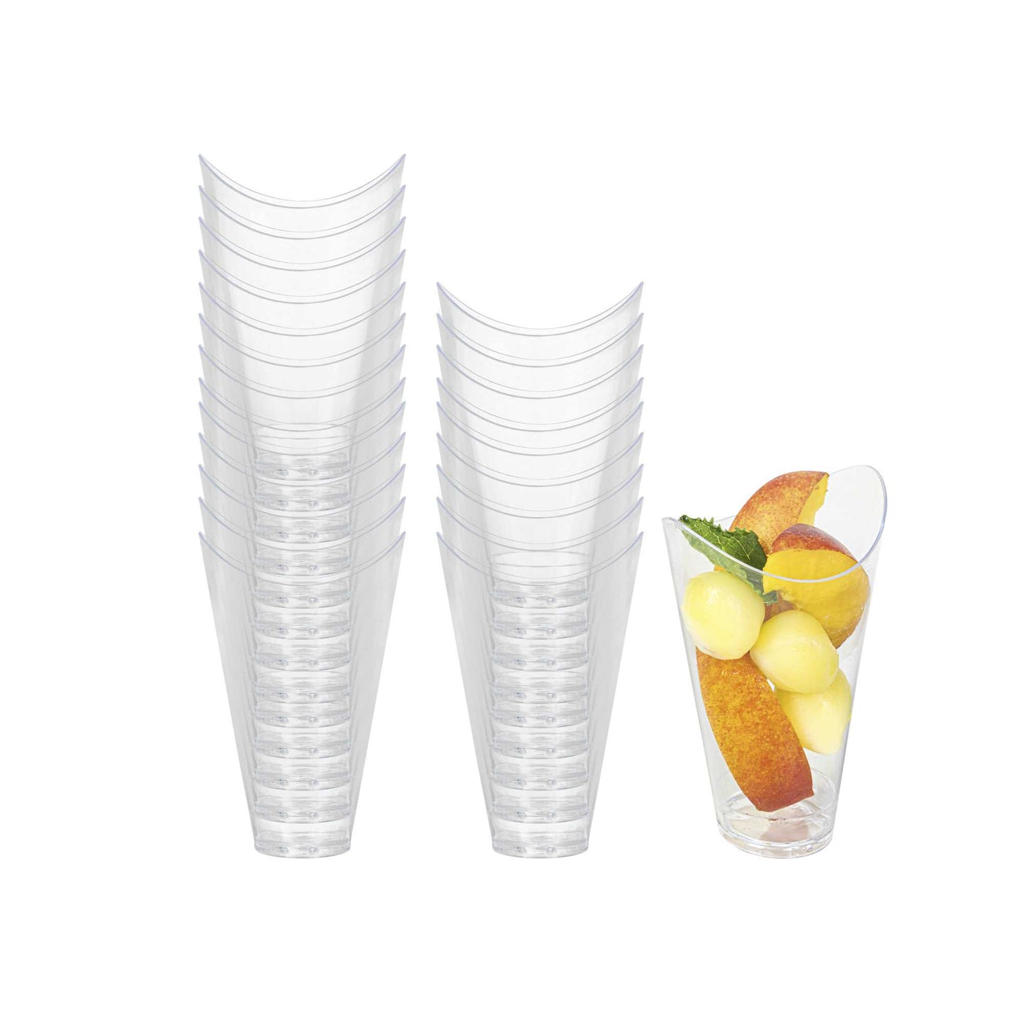 Mini Serve 3 oz Clear Plastic Mini Mezzaluna Cup - 3 1/4" x 2" x 1 1/2" - 100 count box