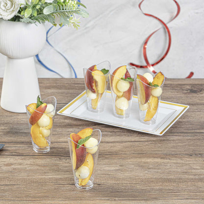 Mini Serve 3 oz Clear Plastic Mini Mezzaluna Cup - 3 1/4" x 2" x 1 1/2" - 25 count box
