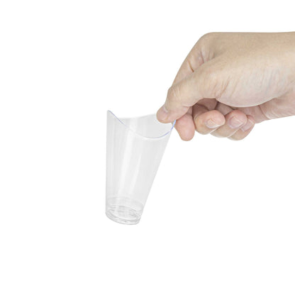 Mini Serve 3 oz Clear Plastic Mini Mezzaluna Cup - 3 1/4" x 2" x 1 1/2" - 100 count box