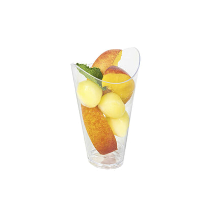 Mini Serve 3 oz Clear Plastic Mini Mezzaluna Cup - 3 1/4" x 2" x 1 1/2" - 100 count box