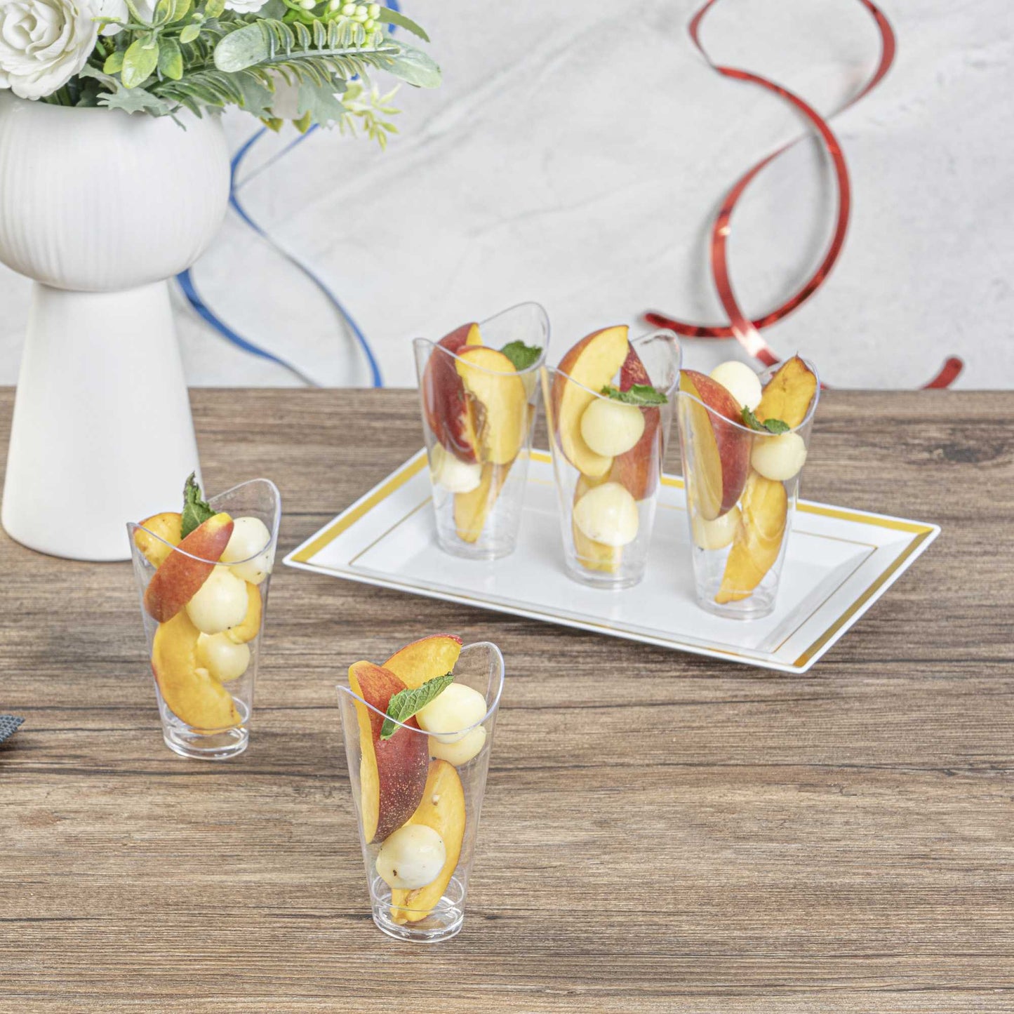 Mini Serve 3 oz Clear Plastic Mini Mezzaluna Cup - 3 1/4" x 2" x 1 1/2" - 100 count box