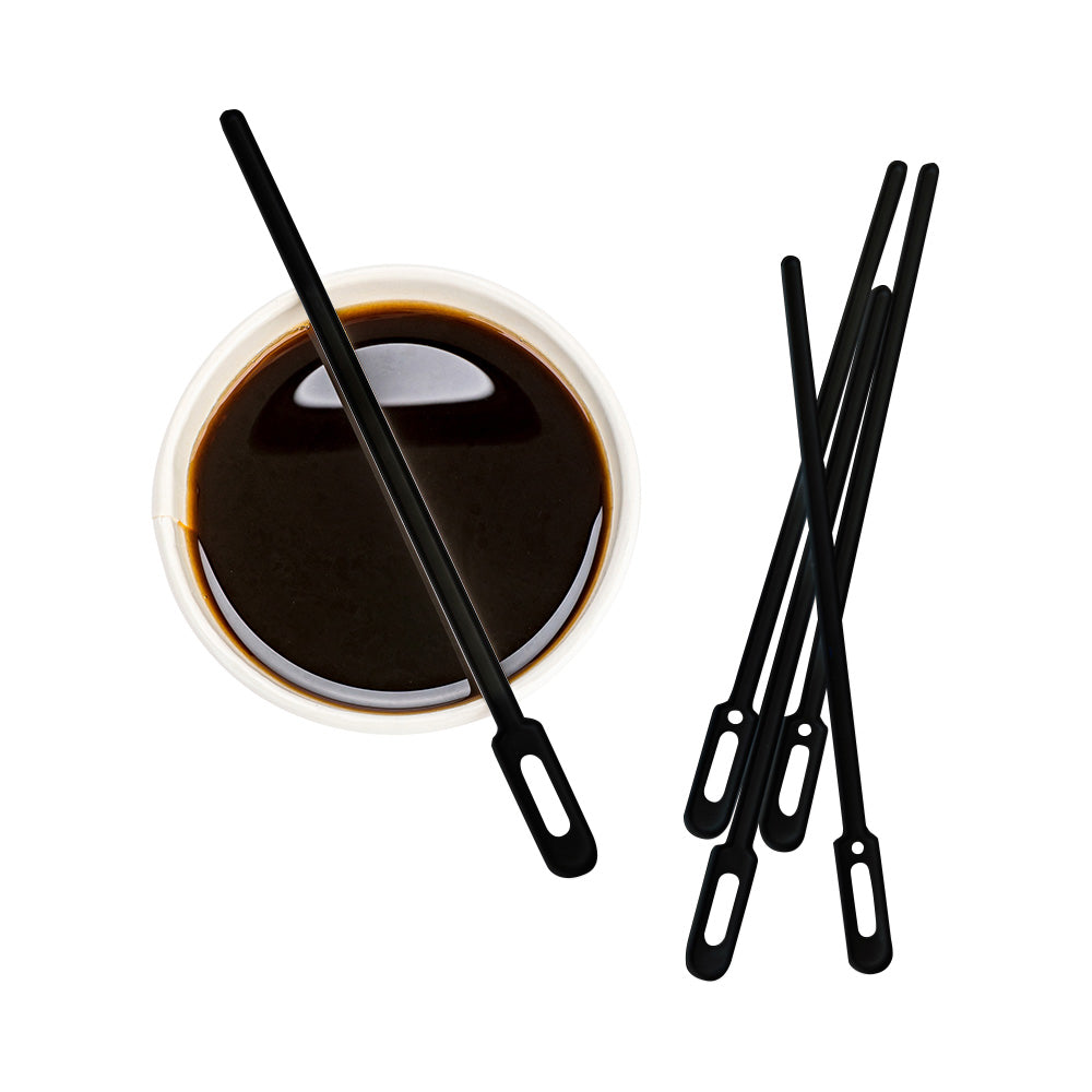 Restpresso Black Plastic Keyhole Coffee Stirrer - 6 1/4" - 100 count box