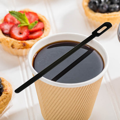 Restpresso Black Plastic Keyhole Coffee Stirrer - 6 1/4" - 100 count box