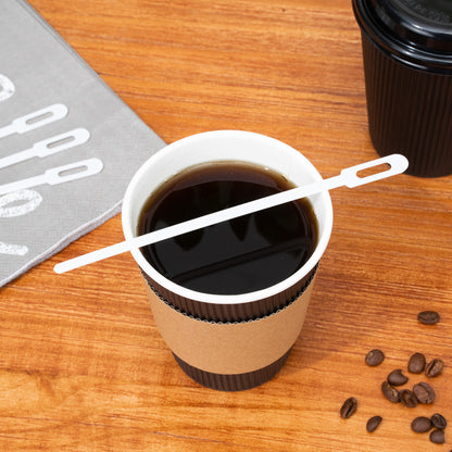 Restpresso White Plastic Keyhole Coffee Stirrer - 6 1/4" - 100 count box