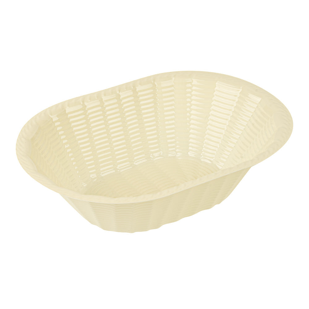 Maxi Serve 25 oz Cream Plastic Oval Food Serving Basket - Disposable - 9 1/4" x 6 1/4" x 2 1/2" - 25 count box