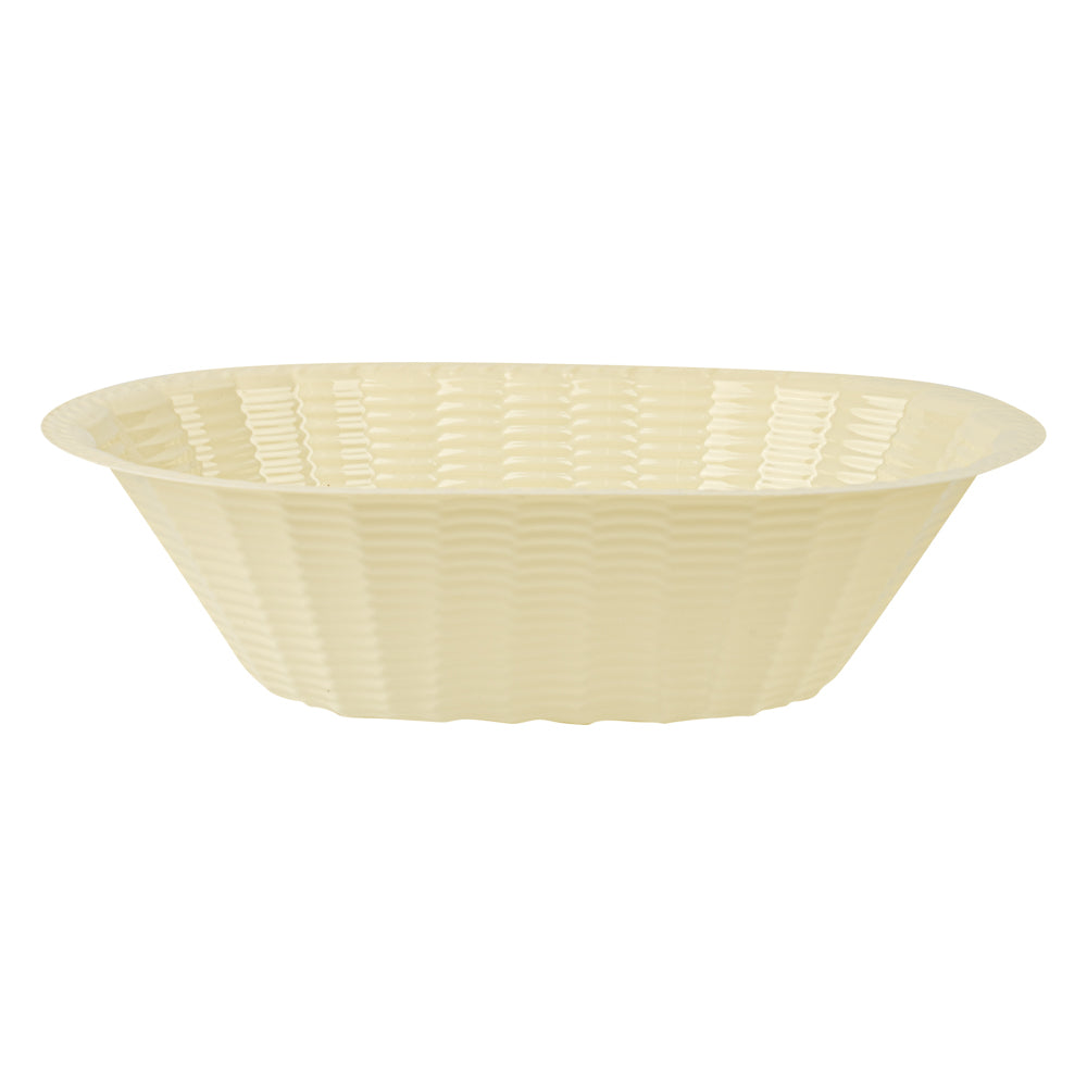 Maxi Serve 25 oz Cream Plastic Oval Food Serving Basket - Disposable - 9 1/4" x 6 1/4" x 2 1/2" - 25 count box