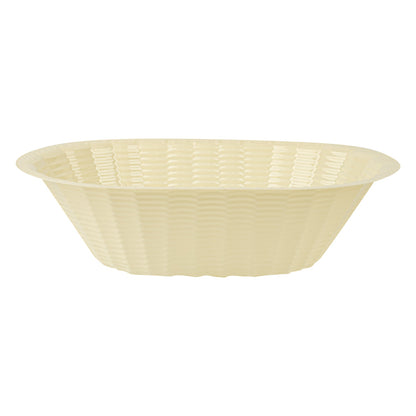 Maxi Serve 25 oz Cream Plastic Oval Food Serving Basket - Disposable - 9 1/4" x 6 1/4" x 2 1/2" - 25 count box