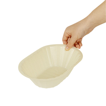 Maxi Serve 25 oz Cream Plastic Oval Food Serving Basket - Disposable - 9 1/4" x 6 1/4" x 2 1/2" - 100 count box