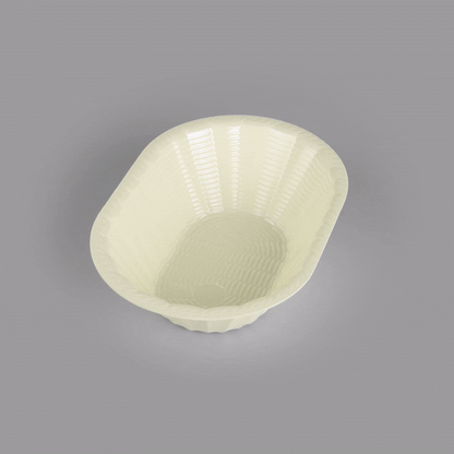 Maxi Serve 25 oz Cream Plastic Oval Food Serving Basket - Disposable - 9 1/4" x 6 1/4" x 2 1/2" - 100 count box