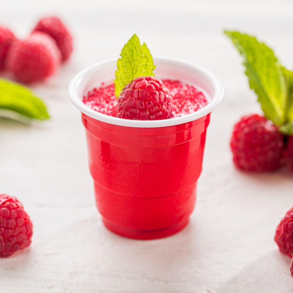 Chef 101 2 oz Red Plastic Party Cup - 2" x 2" x 2" - 25 count box