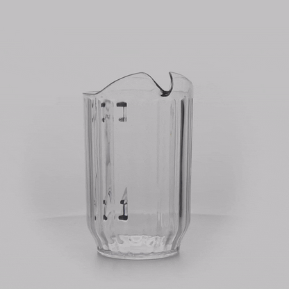 Chef 101 32 oz Clear Plastic Water Pitcher - 4 1/4" x 4 1/4" x 6 3/4" - 1 count box