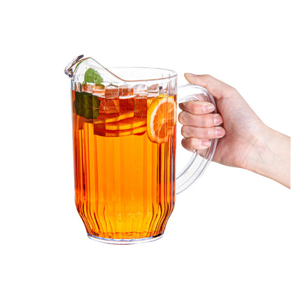 Chef 101 47 oz Clear Plastic Water Pitcher - 4 1/2" x 4 1/2" x 7 3/4" - 1 count box