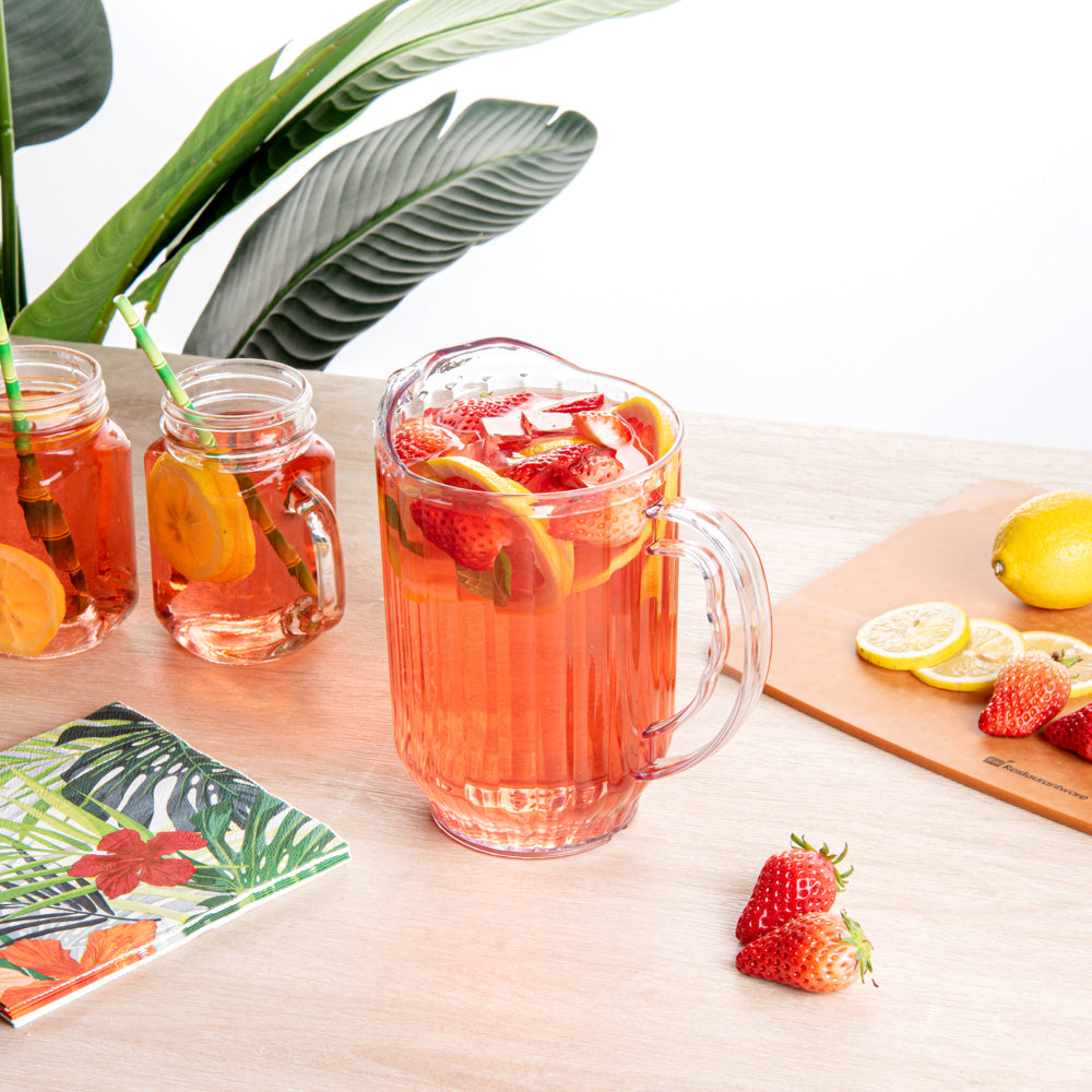 Chef 101 60 oz Clear Plastic Water Pitcher - 5" x 5" x 7 3/4" - 1 count box
