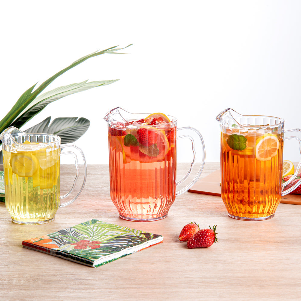Chef 101 60 oz Clear Plastic Water Pitcher - 5" x 5" x 7 3/4" - 1 count box