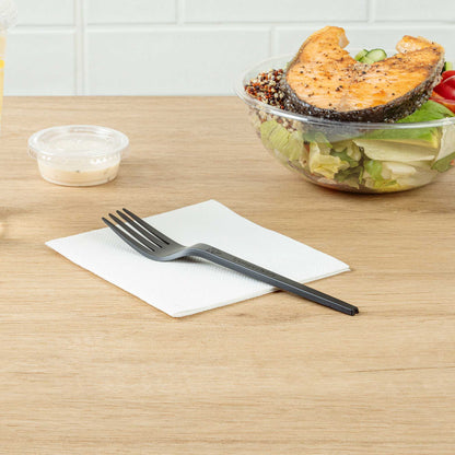 Basic Nature Black CPLA Plastic Fork - Heat-Resistant, Compostable - 6 1/2" x 1" x 1/2" - 50 count box
