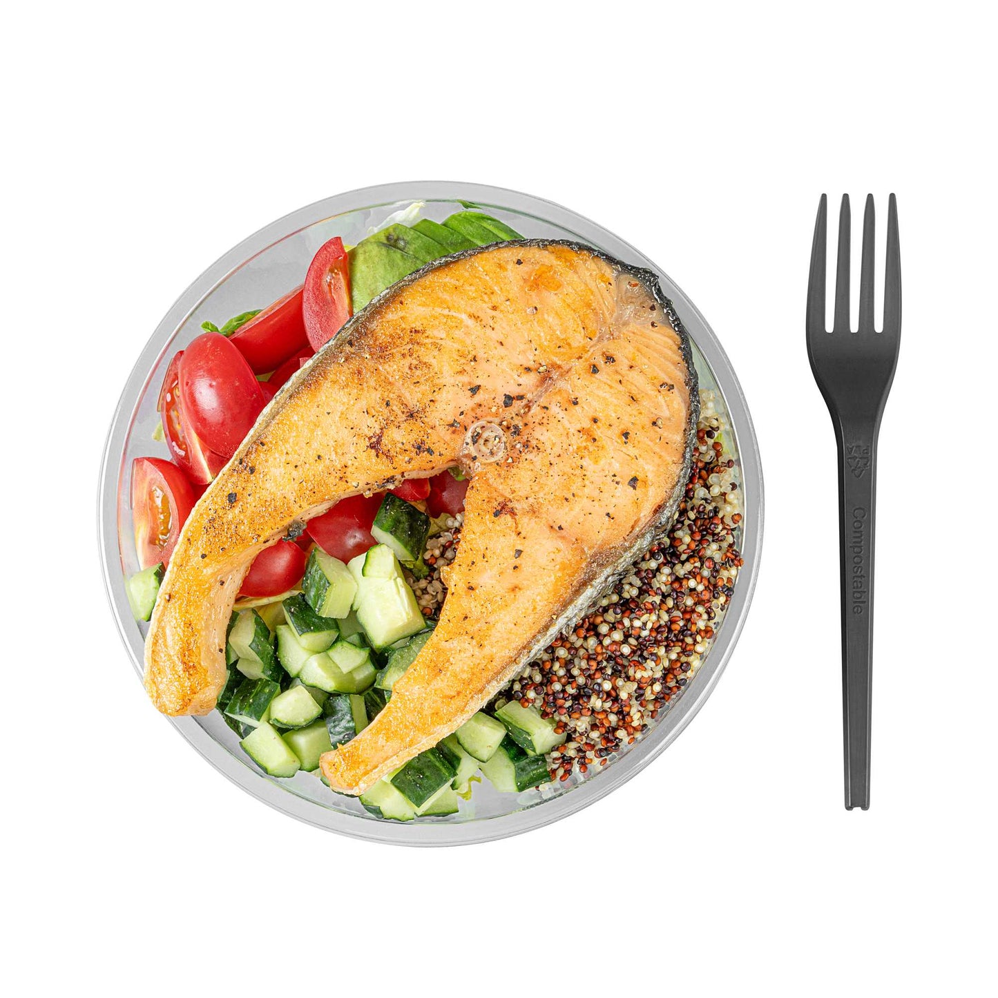 Basic Nature Black CPLA Plastic Fork - Heat-Resistant, Compostable - 6 1/2" x 1" x 1/2" - 50 count box