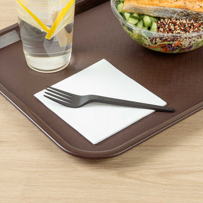 Basic Nature Black CPLA Plastic Fork - Heat-Resistant, Compostable - 6 1/2" x 1" x 1/2" - 50 count box
