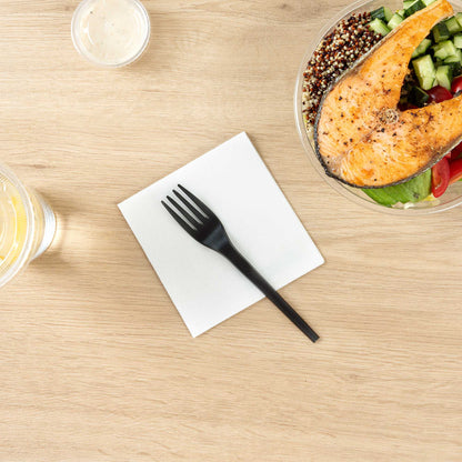 Basic Nature Black CPLA Plastic Fork - Heat-Resistant, Compostable - 6 1/2" x 1" x 1/2" - 250 count box