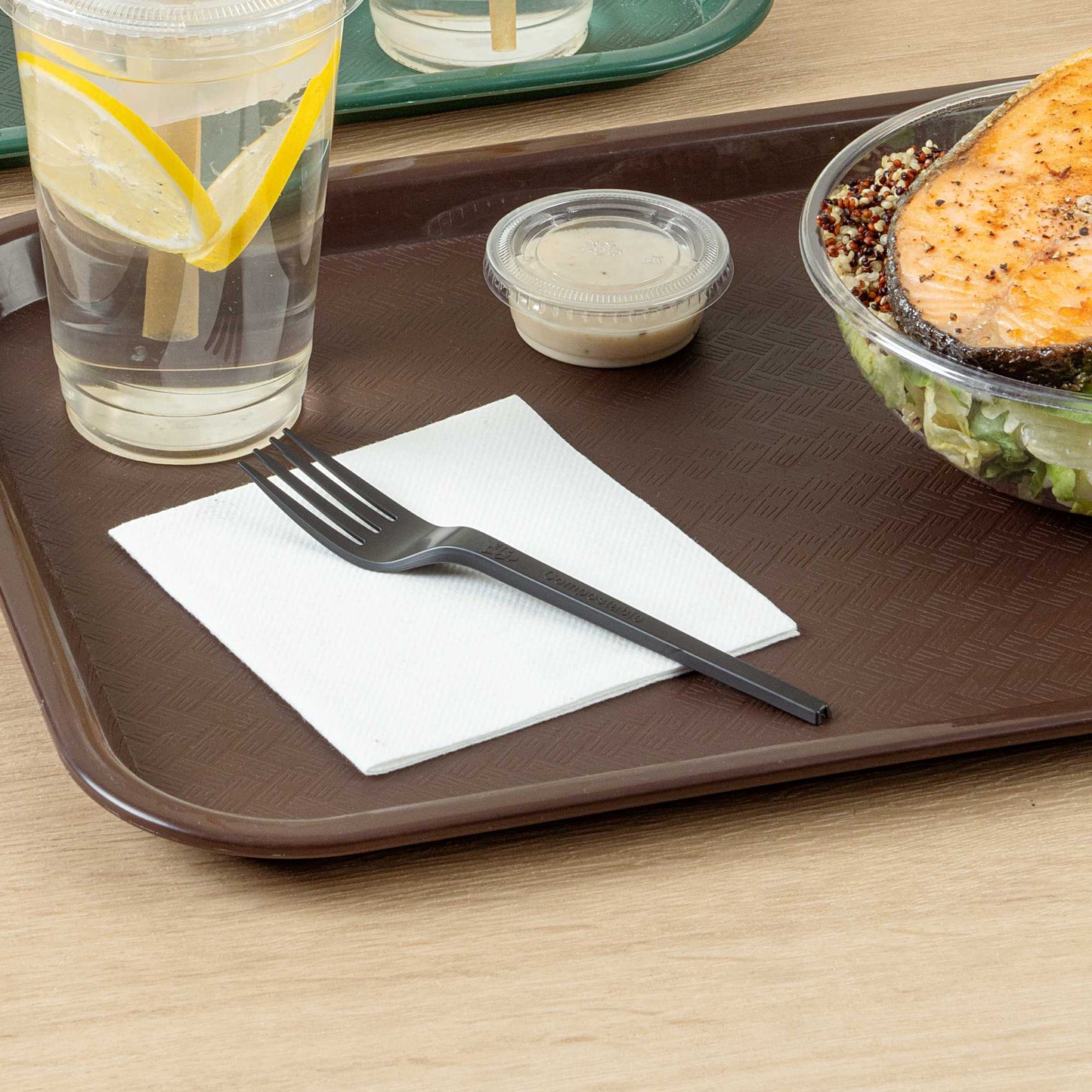 Basic Nature Black CPLA Plastic Fork - Heat-Resistant, Compostable - 6 1/2" x 1" x 1/2" - 250 count box