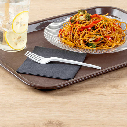 Basic Nature White CPLA Plastic Fork - Heat-Resistant, Compostable - 6 1/2" x 1" x 1/2" - 50 count box