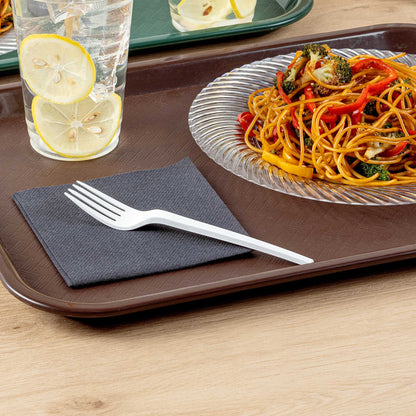 Basic Nature White CPLA Plastic Fork - Heat-Resistant, Compostable - 6 1/2" x 1" x 1/2" - 250 count box
