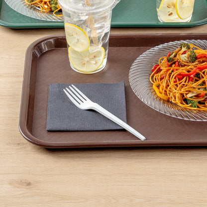 Basic Nature White CPLA Plastic Fork - Heat-Resistant, Compostable - 6 1/2" x 1" x 1/2" - 250 count box