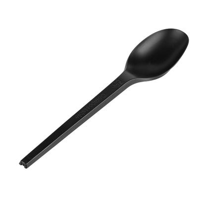 Basic Nature Black CPLA Plastic Spoon - Heat-Resistant, Compostable - 6 1/2" x 1 1/4" x 1/2" - 50 count box