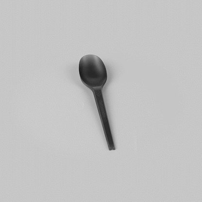 Basic Nature Black CPLA Plastic Spoon - Heat-Resistant, Compostable - 6 1/2" x 1 1/4" x 1/2" - 50 count box