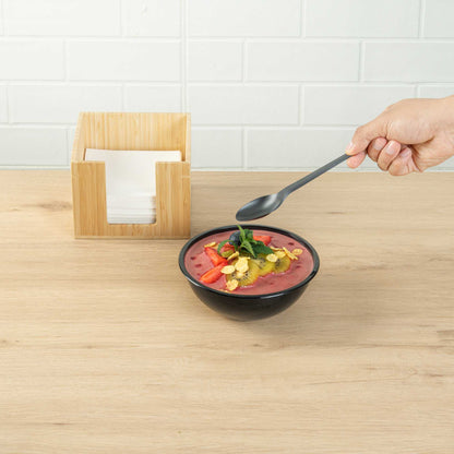 Basic Nature Black CPLA Plastic Spoon - Heat-Resistant, Compostable - 6 1/2" x 1 1/4" x 1/2" - 50 count box