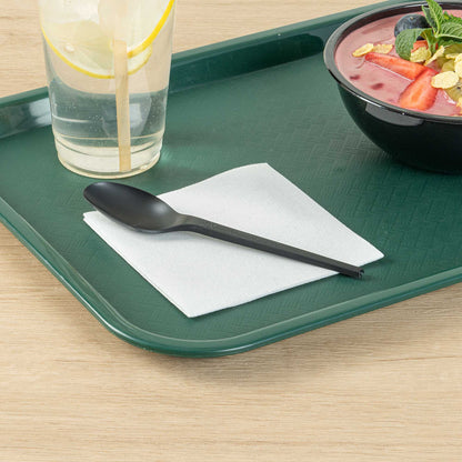 Basic Nature Black CPLA Plastic Spoon - Heat-Resistant, Compostable - 6 1/2" x 1 1/4" x 1/2" - 250 count box