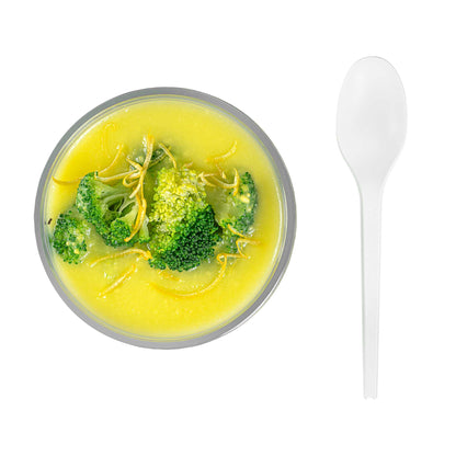 Basic Nature White CPLA Plastic Spoon - Heat-Resistant, Compostable - 6 1/2" x 1 1/4" x 1/2" - 50 count box