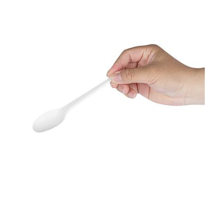 Basic Nature White CPLA Plastic Spoon - Heat-Resistant, Compostable - 6 1/2" x 1 1/4" x 1/2" - 50 count box