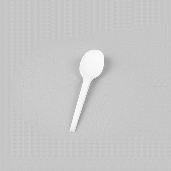 Basic Nature White CPLA Plastic Spoon - Heat-Resistant, Compostable - 6 1/2" x 1 1/4" x 1/2" - 50 count box
