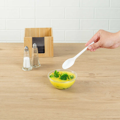 Basic Nature White CPLA Plastic Spoon - Heat-Resistant, Compostable - 6 1/2" x 1 1/4" x 1/2" - 50 count box