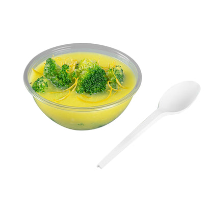 Basic Nature White CPLA Plastic Spoon - Heat-Resistant, Compostable - 6 1/2" x 1 1/4" x 1/2" - 250 count box