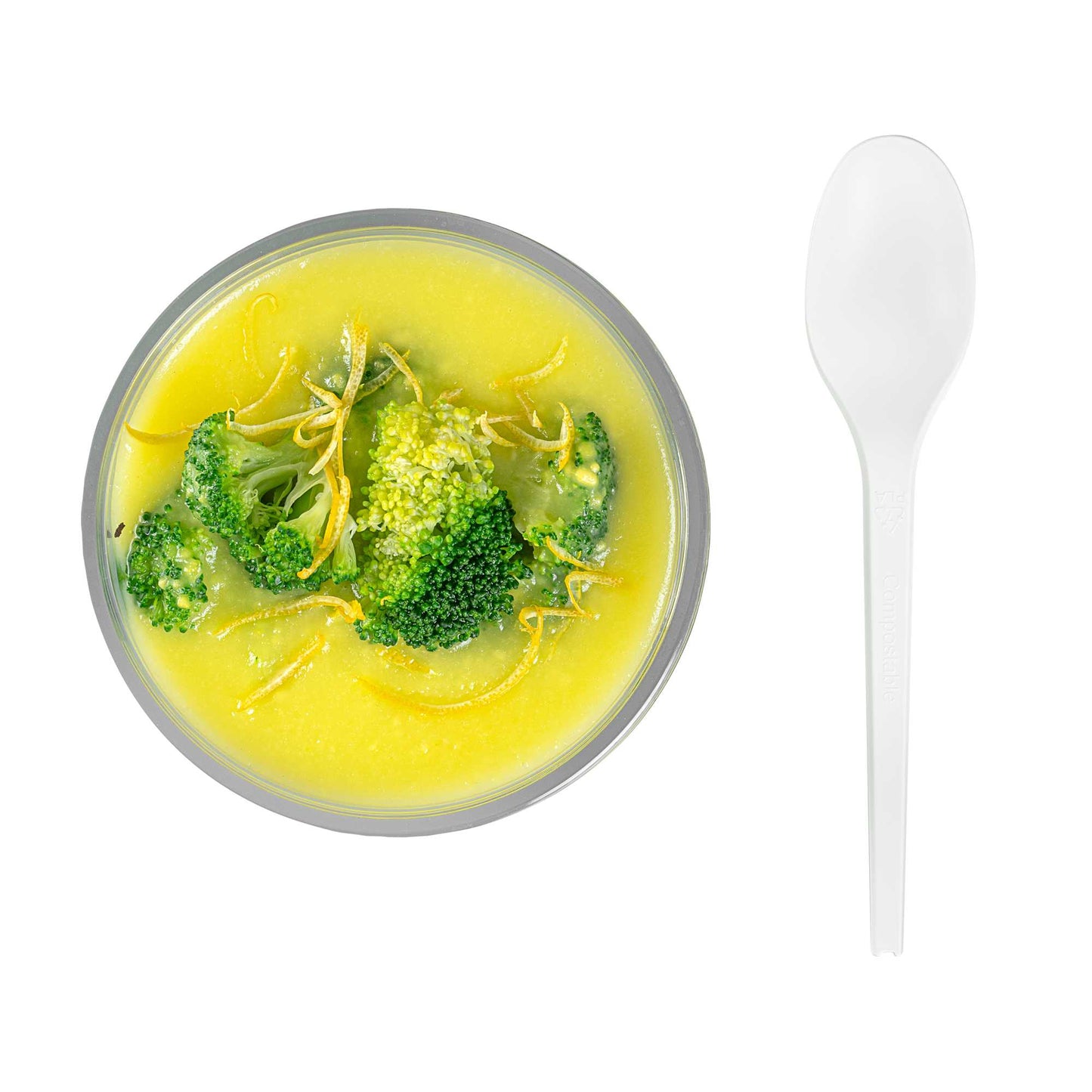 Basic Nature White CPLA Plastic Spoon - Heat-Resistant, Compostable - 6 1/2" x 1 1/4" x 1/2" - 250 count box