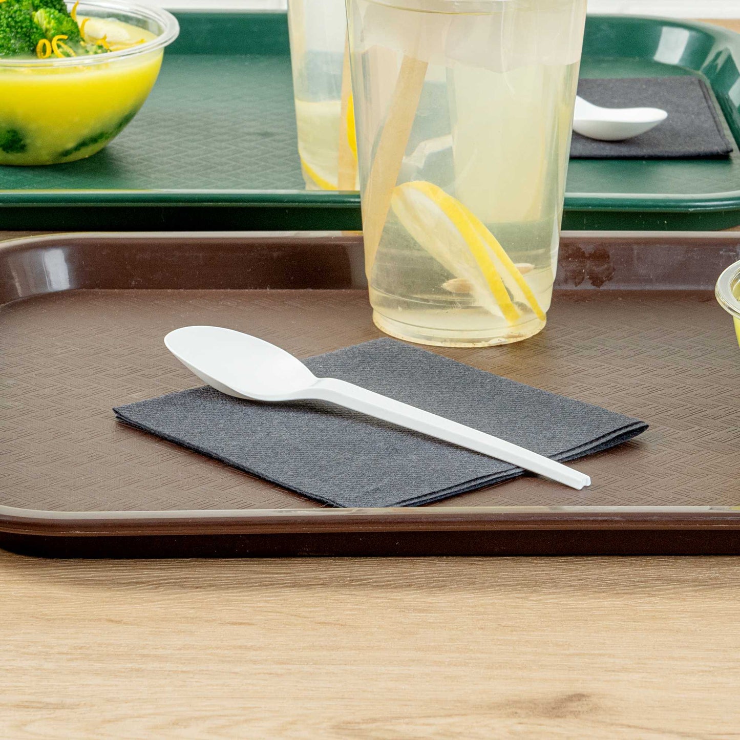 Basic Nature White CPLA Plastic Spoon - Heat-Resistant, Compostable - 6 1/2" x 1 1/4" x 1/2" - 250 count box