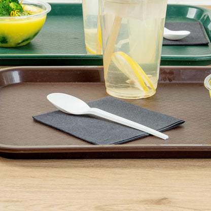 Basic Nature White CPLA Plastic Spoon - Heat-Resistant, Compostable - 6 1/2" x 1 1/4" x 1/2" - 250 count box