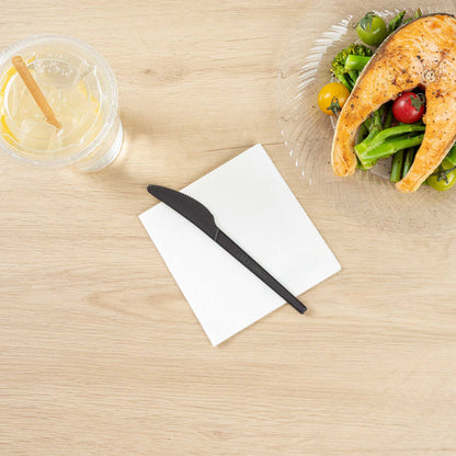 Basic Nature Black CPLA Plastic Knife - Heat-Resistant, Compostable - 6 1/2" x 1/2" - 50 count box