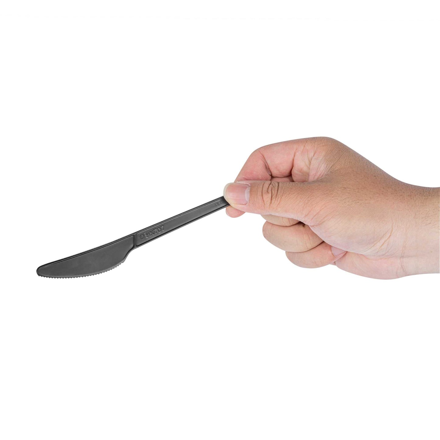 Basic Nature Black CPLA Plastic Knife - Heat-Resistant, Compostable - 6 1/2" x 1/2" - 250 count box